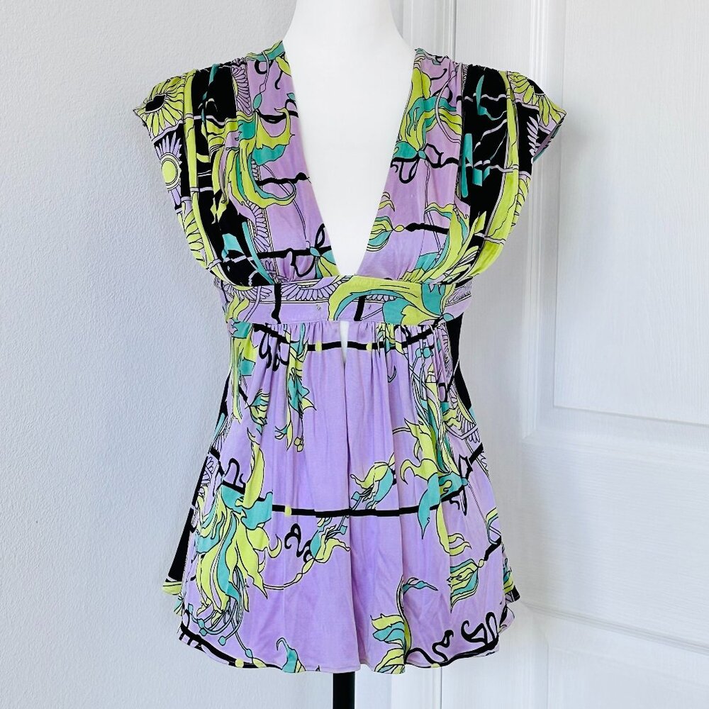 NWT SKY Silk 100%Jersey Printed Tops XS made in USA